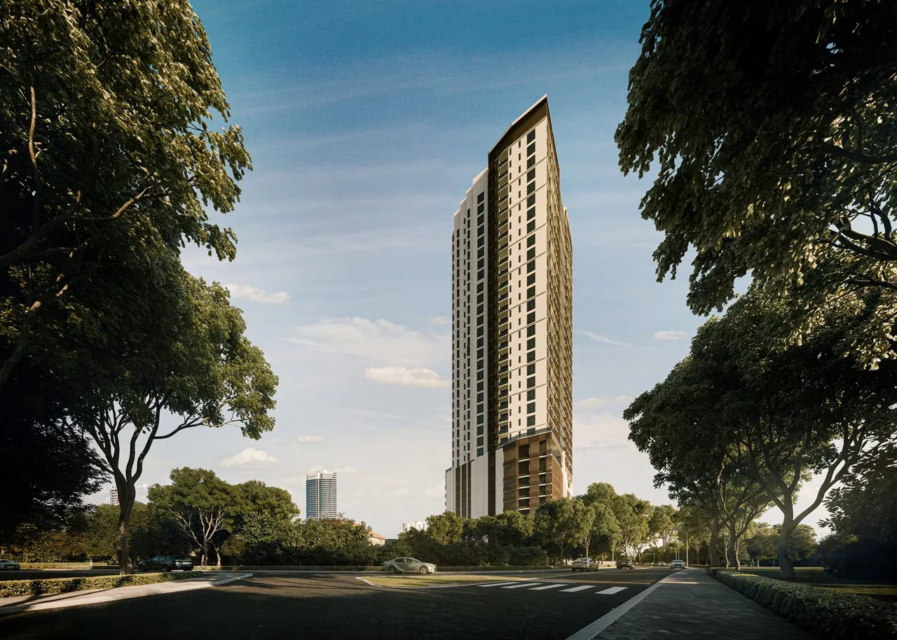 Cantonment Residence tower facade in Pulau Tikus